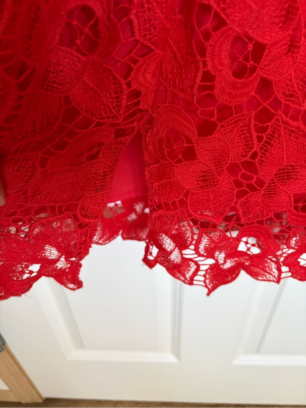Ann Taylor Red Floral Lace Midi Dress - Picture 6 of 12